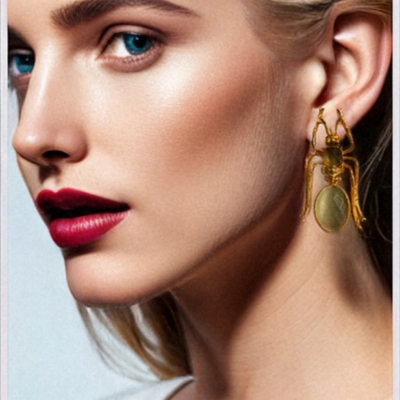 Real Authentic Natural Stone Insect Drop Unique High Quality Earrings - Picture 5 of 5